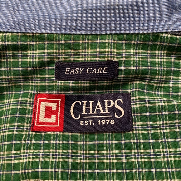 Green and white Chaps Ralph Lauren dressy but casual button down shirt. - Picture 4 of 4